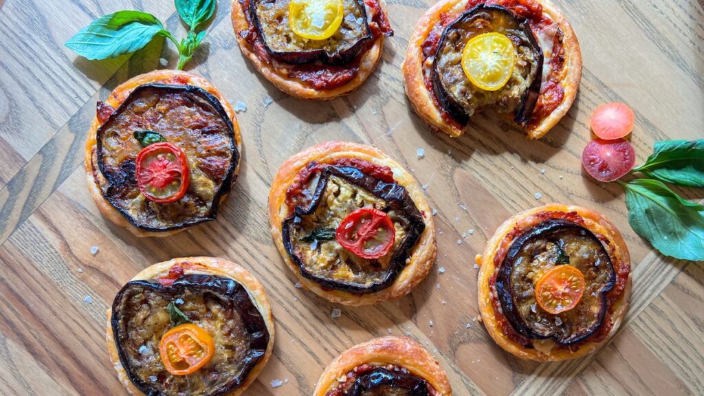 Eggplant tartes on plate