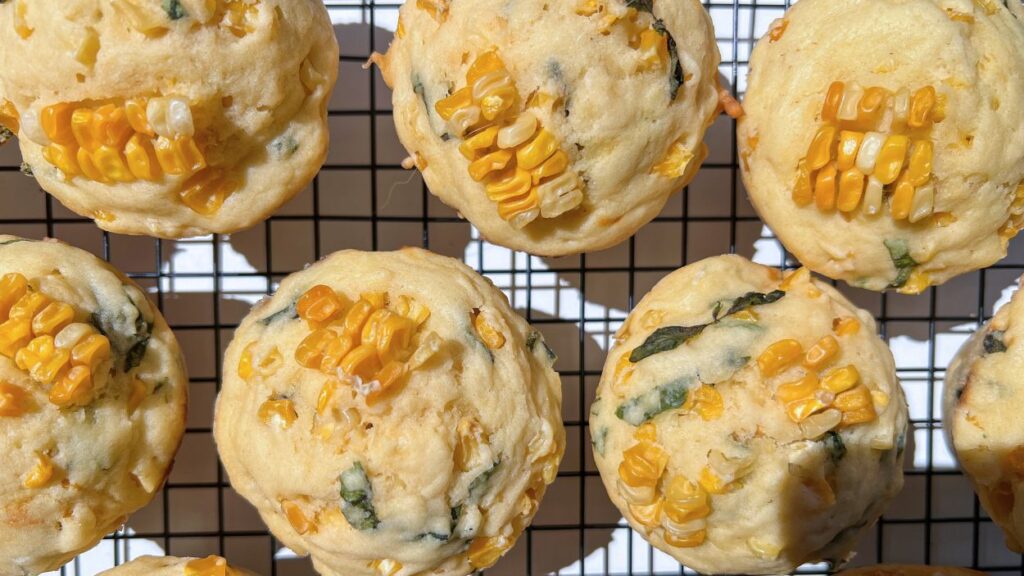 Corn muffins on tray