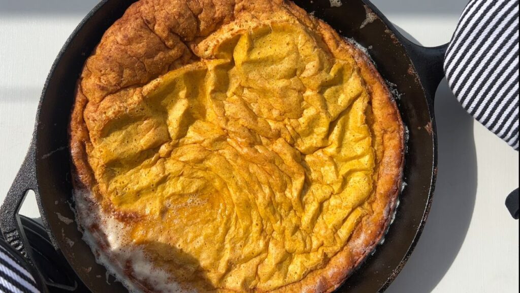 Dutch baby in cast iron pan