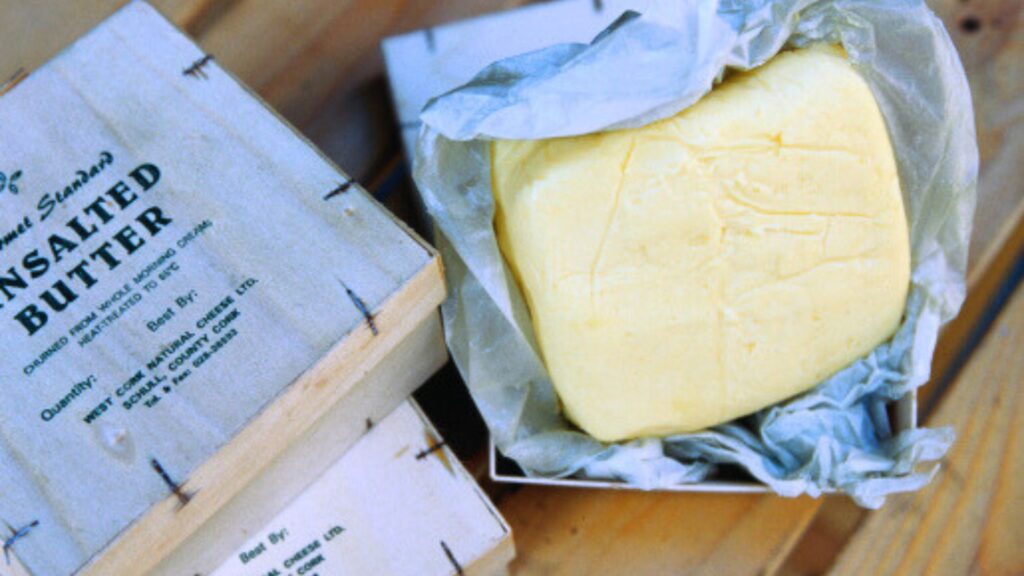 Unsalted butter blocks on counter